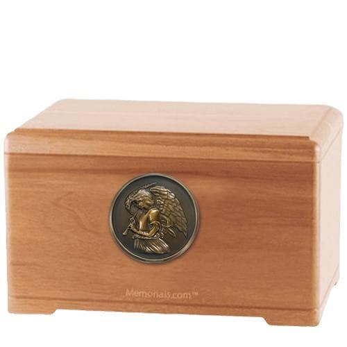 Heavenly Angel Light Cherry Wood Cremation Urn