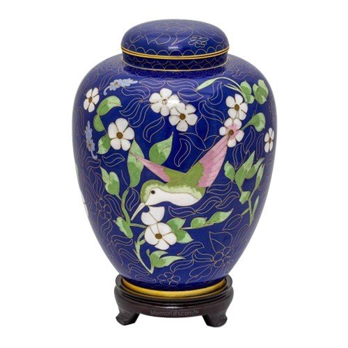 Hummingbird Cloisonne Cremation Urn