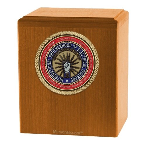 International Brotherhood of Electrical Workers Oak Cremation Urn