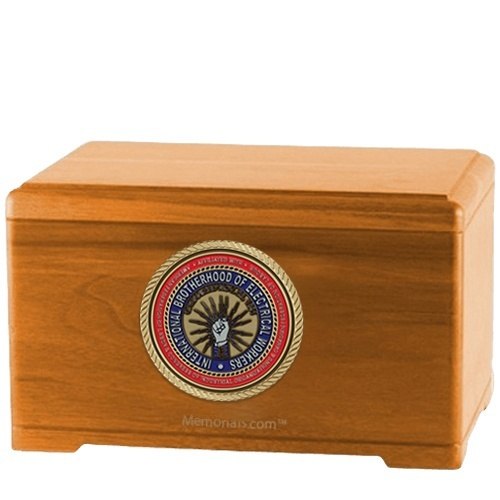 International Brotherhood of Electrical Workers Oak Wooden Cremation Urn