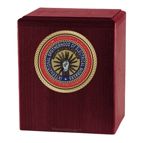 International Brotherhood of Electrical Workers Rosewood Cremation Urn