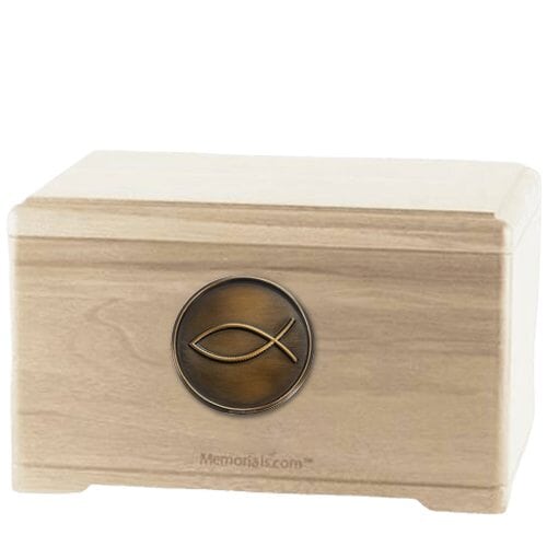 Jesus Fish Maple Wooden Cremation Urn