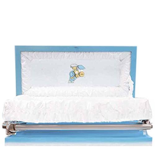 Light Blue Train Mini Child Casket