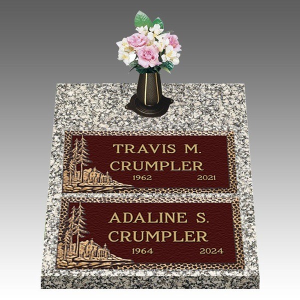 Logan Temple Deep Double Large Bronze Headstone II