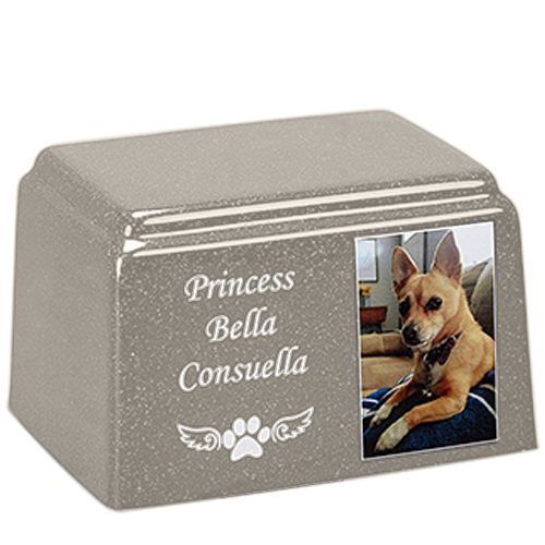 Misty Rectangle Cultured Pet Photo Urn