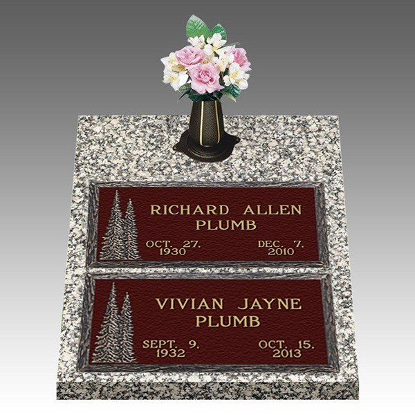 Mountain Pines Deep Double Large Bronze Headstone II