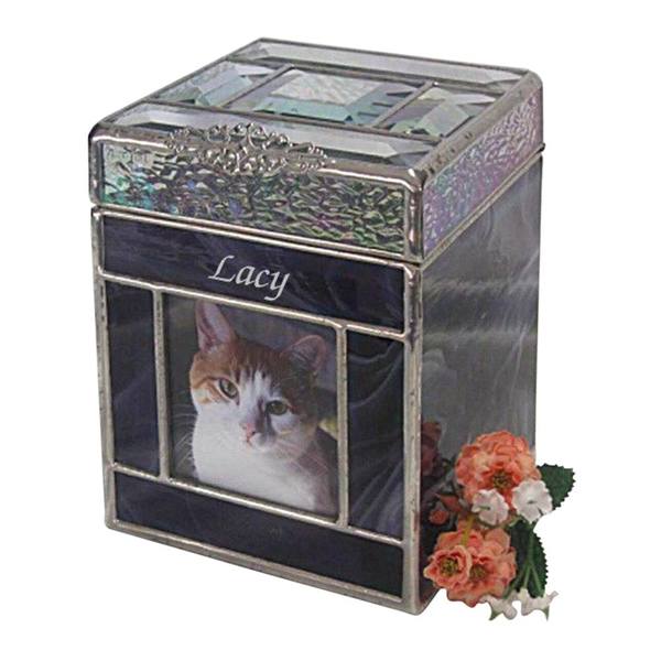 Navy Glass Large Photo Pets Urn