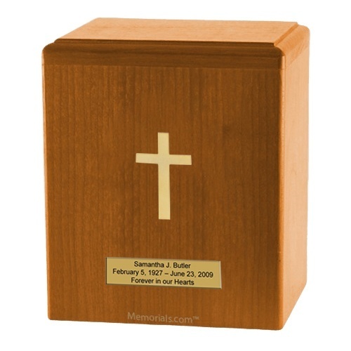 Oak Gold Cross Cremation Urn