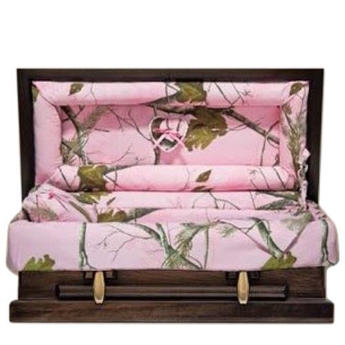 Pink Camo Wood Medium Pet Casket