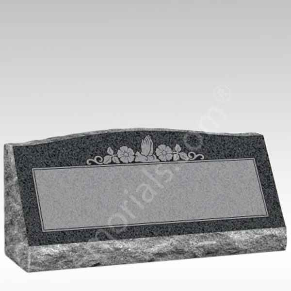 Praying Hands Slant Granite Gravestone V