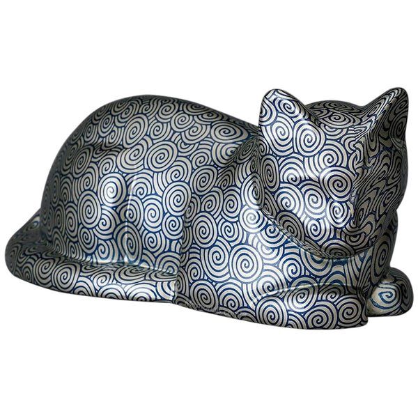 Resting Swirl Ceramic Cat Urn