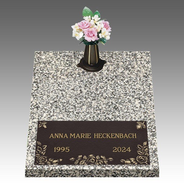 Roses on My Heart Deep Bottom Bronze Headstone II