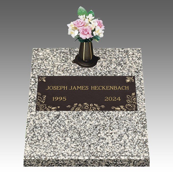 Roses on My Heart Deep Top Bronze Headstone II