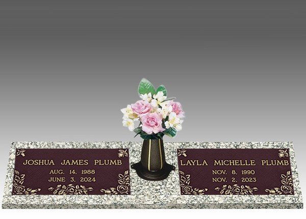 Roses on My Heart Double Bronze Headstone II