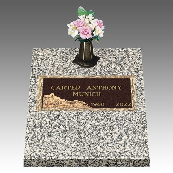 Scenic Church in the Vale Deep Top Large Bronze Headstone II