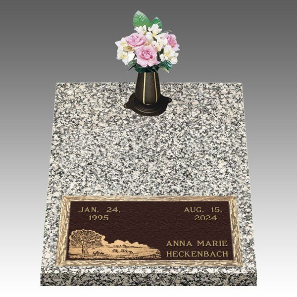 Scenic Green Pastures Deep Bottom Large Bronze Headstone II