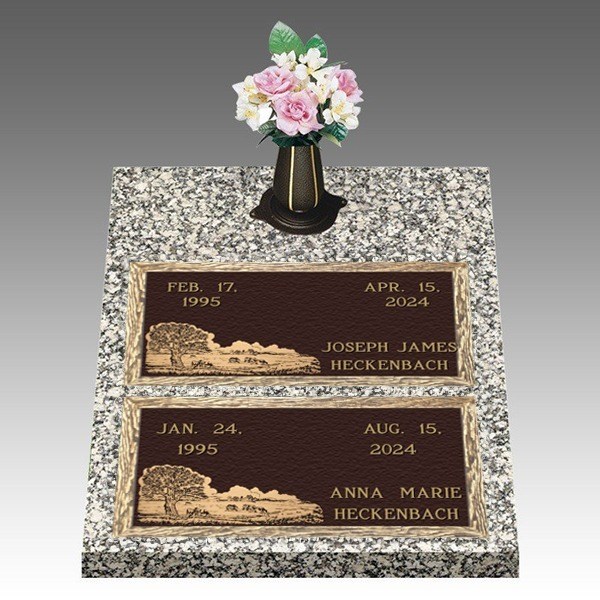 Scenic Green Pastures Deep Double Large Bronze Headstone II