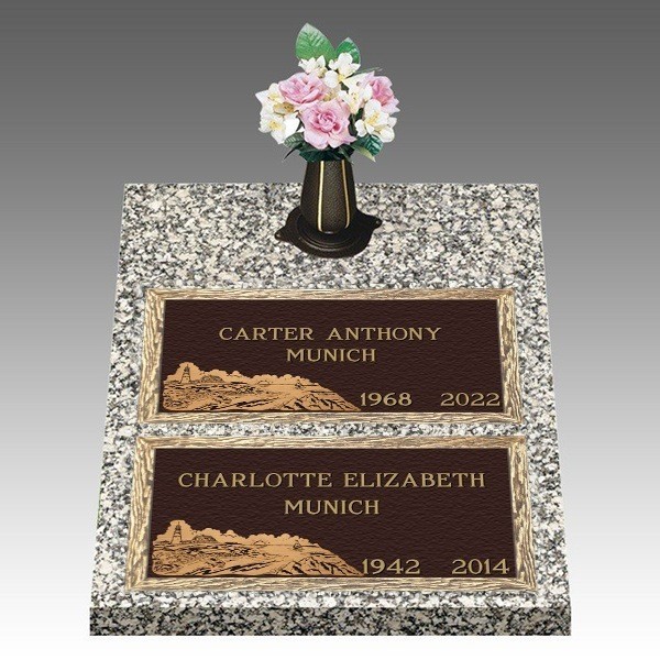 Scenic Guiding Light Deep Double Large Bronze Headstone II