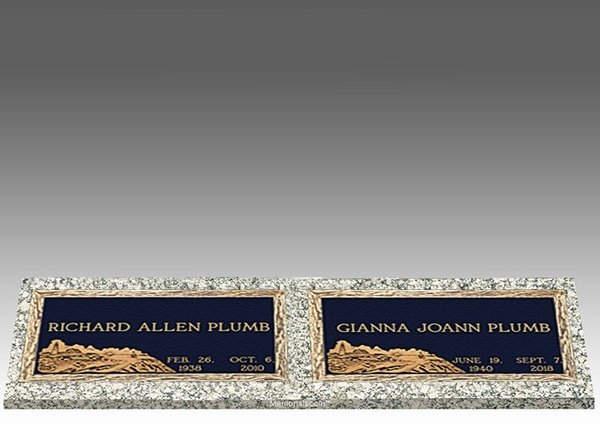 Scenic Guiding Light Double Large Bronze Headstone