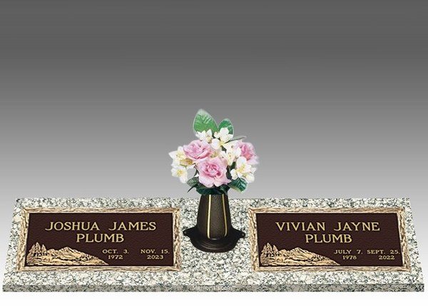 Scenic Hidden Valley Double Large Bronze Headstone II