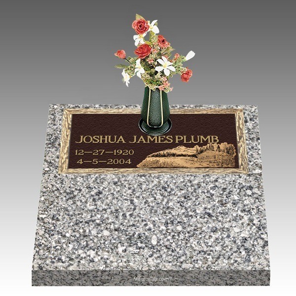 Scenic Mountain Retreat Deep Top Large Bronze Headstone