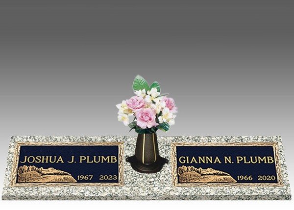 Scenic Mountain Retreat Double Large Bronze Headstone II