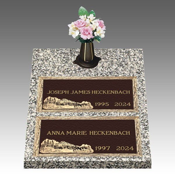 Scenic Old Homestead Deep Double Large Bronze Headstone II