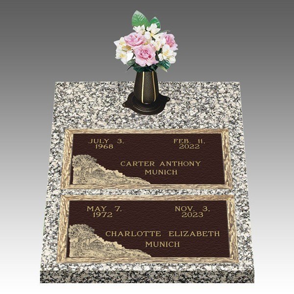 Scenic Tranquil Moments Deep Double Large Bronze Headstone II