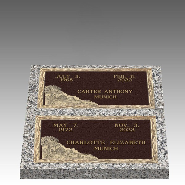 Scenic Tranquil Moments Deep Double Large Bronze Headstone