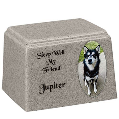 Sierra White Oval Cultured Pet Photo Urn