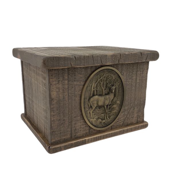 Simplicity Deer Large Wooden Urn