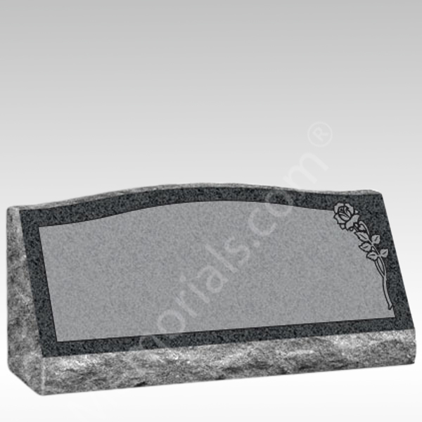 Single Rose Granite Slant Grave Marker VI