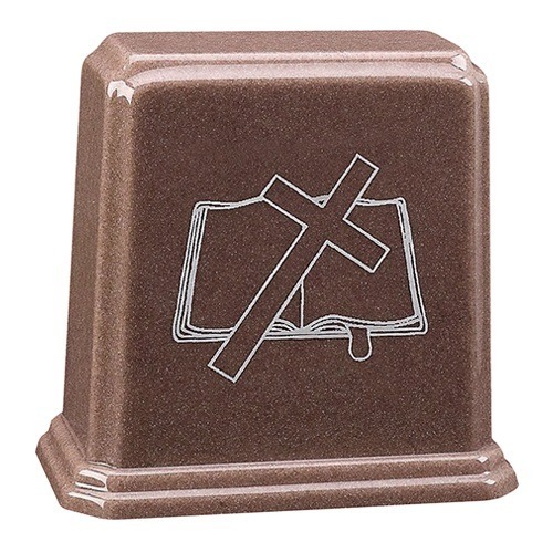 Star Brown Cross and Bible Cremation Urn