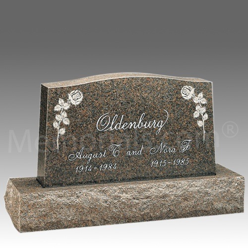 Tea Roses Granite Upright Headstone II