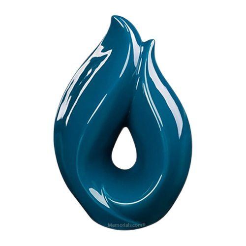 Teal Teardrop Ceramic Urn