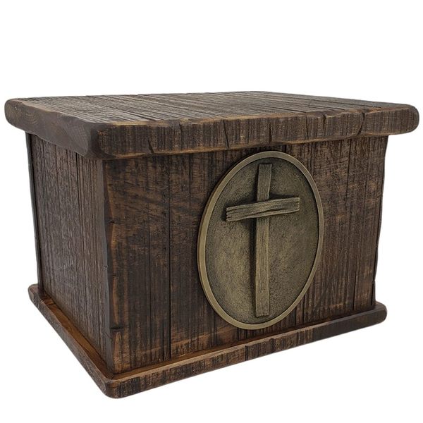 Timber Cross Large Wood Urn