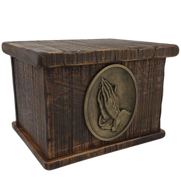 Timber Praying Hands Large Wood Urn