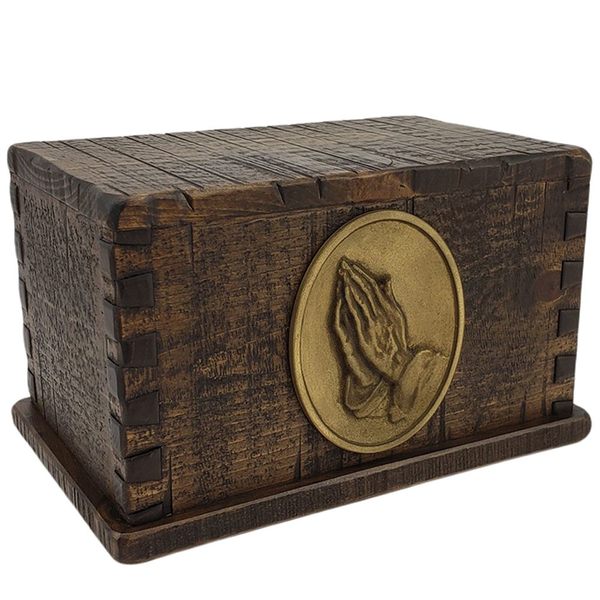 Timber Praying Hands Wood Urn