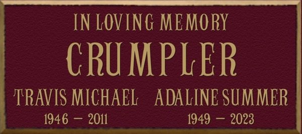 Traditional Memorial Niche Plaque for Two