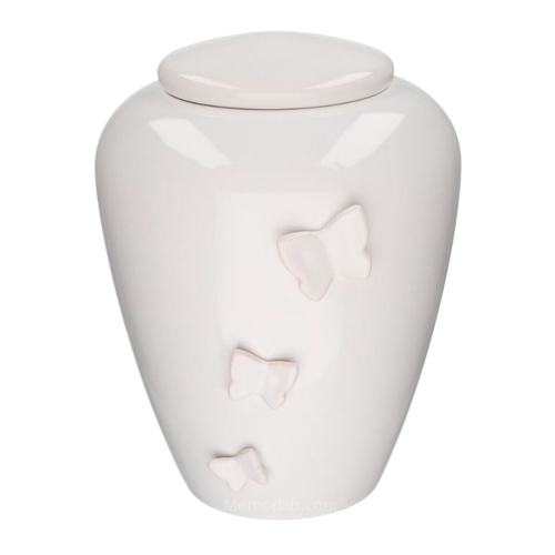 Triple Butterflies Ceramic Urn