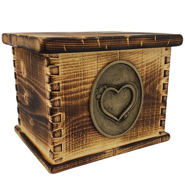 Vintage Heart Companion Wooden Urn