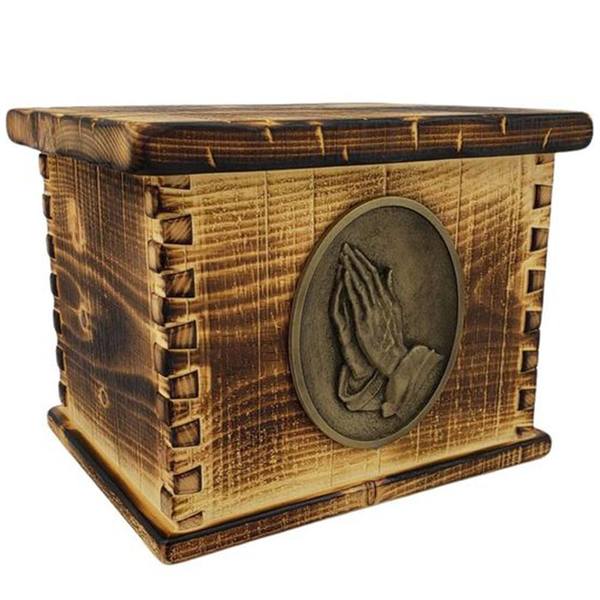 Vintage Praying Hands Companion Wooden Urn