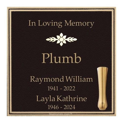 Wholesome Memorial Bronze Niche Plaque for Two With Vase