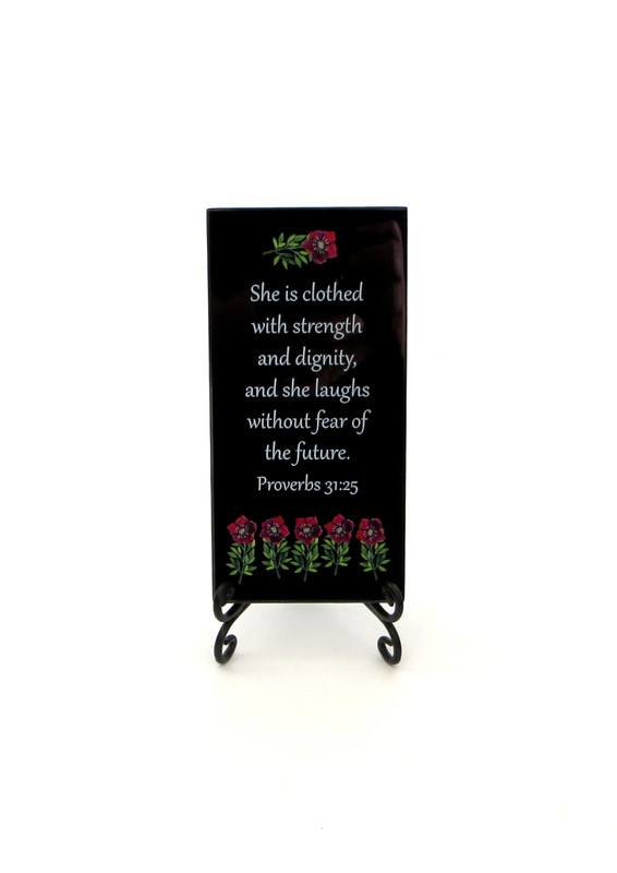 Strength and Dignity Glass Plaque