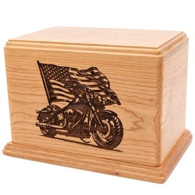 American Motorcycle Wooden Cremation Urn