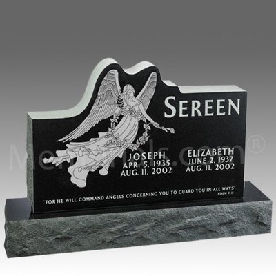 Angelic Wreath Granite Upright Headstone II