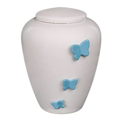 Blue Butterflies Ceramic Urn