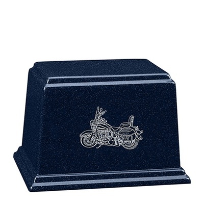 Blue Motorcycle Small Cultured Cremation Urn