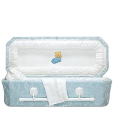 Blue Teddy Premie Child Casket