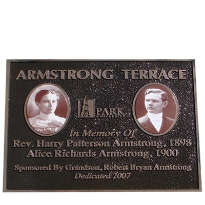 Bronze Plaque with 2 Ceramic Pictures